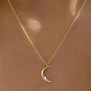 Moon Charm Necklace Golden Chain